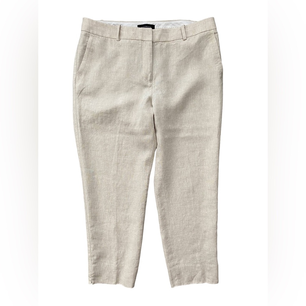 Talbots Lightweight Summer Casual Linen Slim Ankle Pants Size 12 Petite